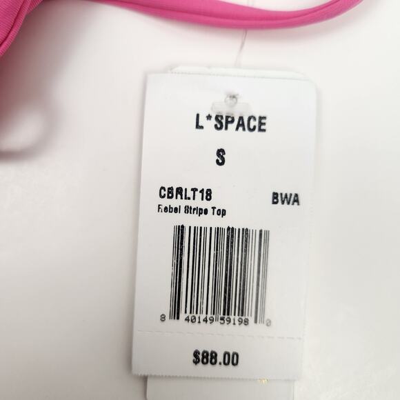 L*Space Rebel Stripe Bikini Top Pink Blue White Size Small NWT - Picture 3 of 4